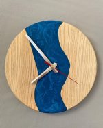 Masivní dřevěné hodiny s epoxidem průměr 23 cm