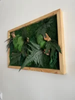 3D Mechový Obraz s Dřevem a Rostlinami