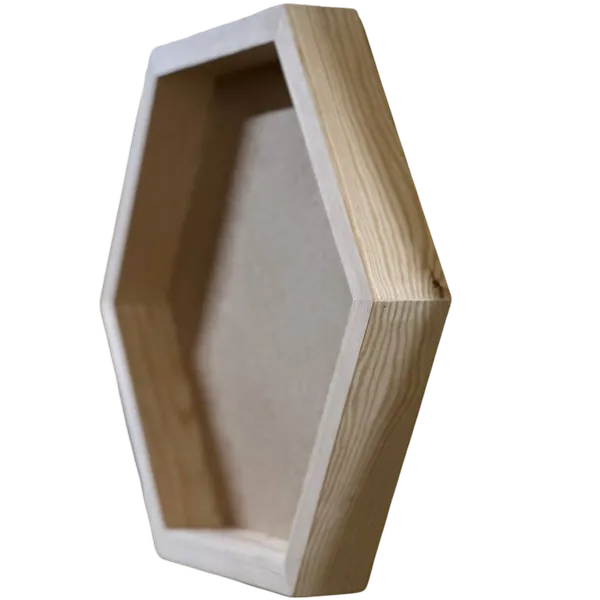 Dřevěný rám na mechový obraz – hexagon