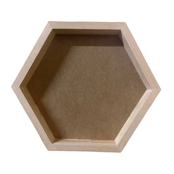Dřevěný rám na mechový obraz – hexagon