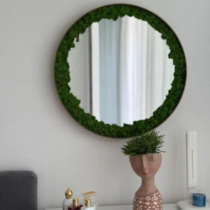 Kulaté zrcadlo s islandským mechem – Light Edition
