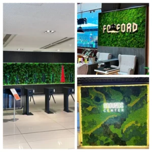 Mechová stěna s logem pro firemní design