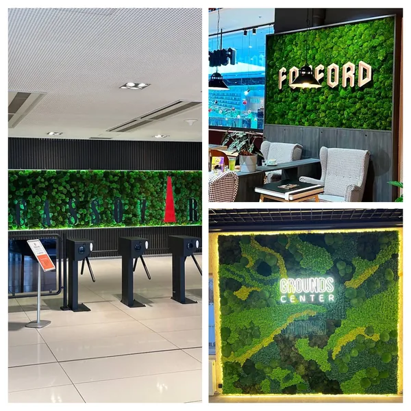 Mechová stěna s logem Mechová stěna s logem pro firemní design