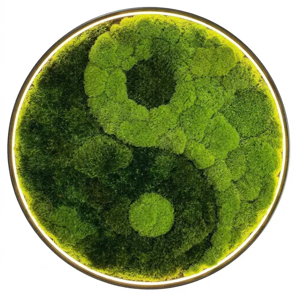 Rundes-Moosbild-Yin-Yang-mit-Konturbeleuchtung_result_1 Kulatý mechový obraz Yin Yang s obrysovým osvětlením